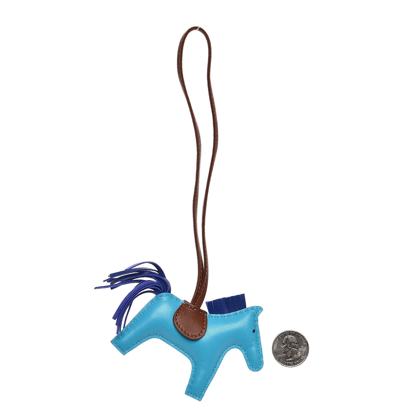Milo Lambskin Grigri Rodeo Horse Bag Charm PM Bleu Azteque Bleu Electrique Fauve