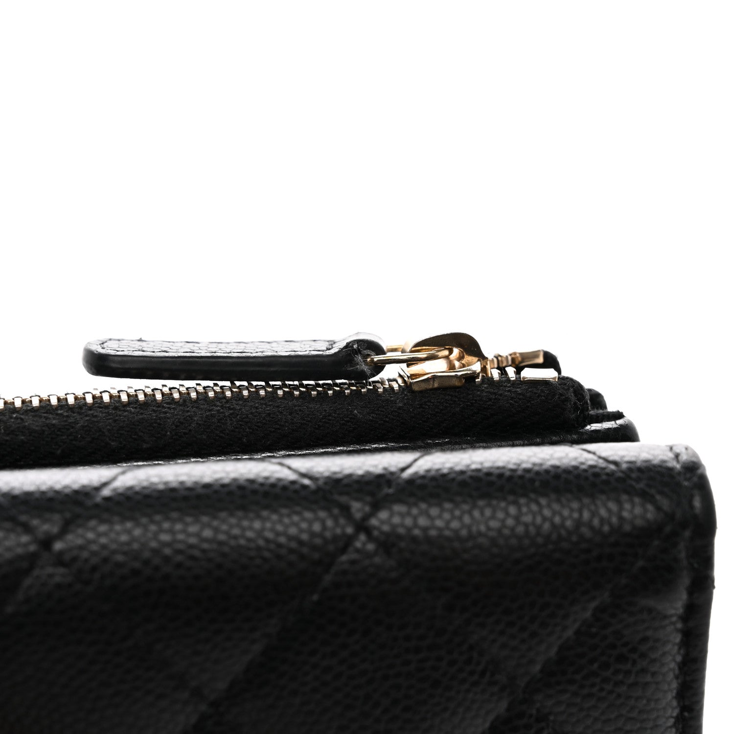 Chanel Caviar Quilted CC Zip Compact Trifold Wallet Black 9 of 12