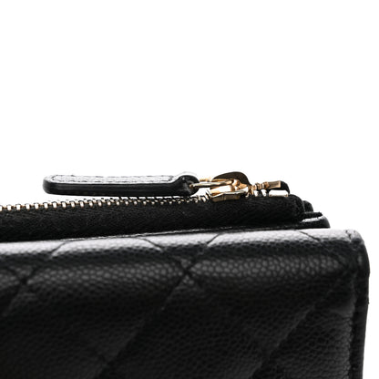 Chanel Caviar Quilted CC Zip Compact Trifold Wallet Black 9 of 12