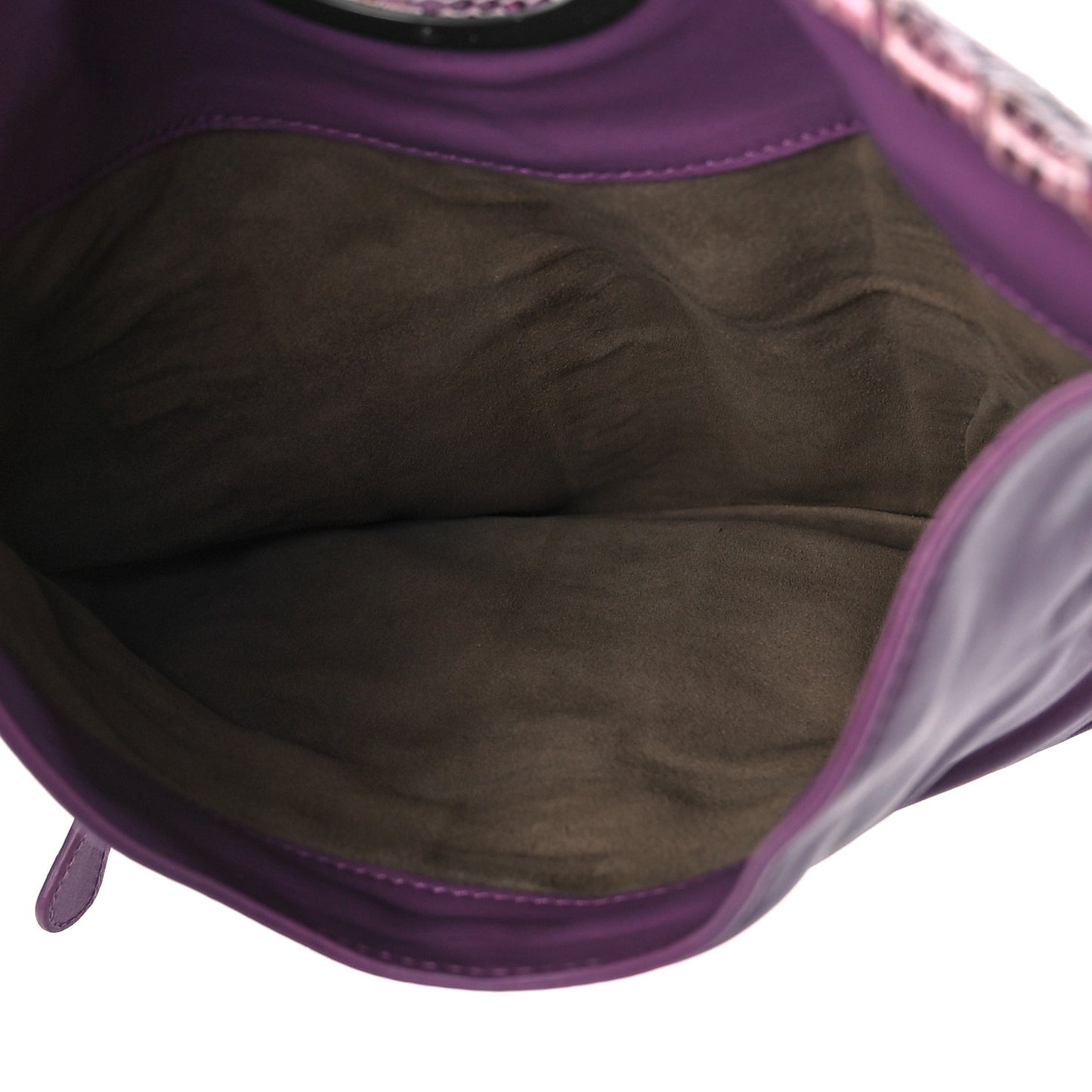 Snakeskin Turnlock Clutch Purple