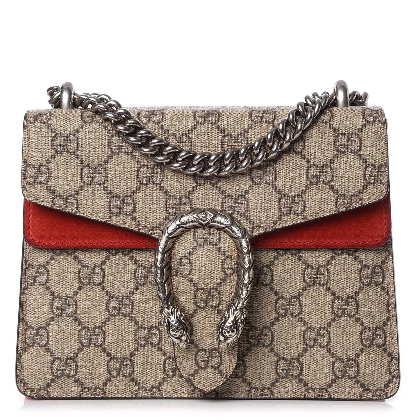 GG Supreme Monogram Mini Dionysus Shoulder Bag Hibiscus Red