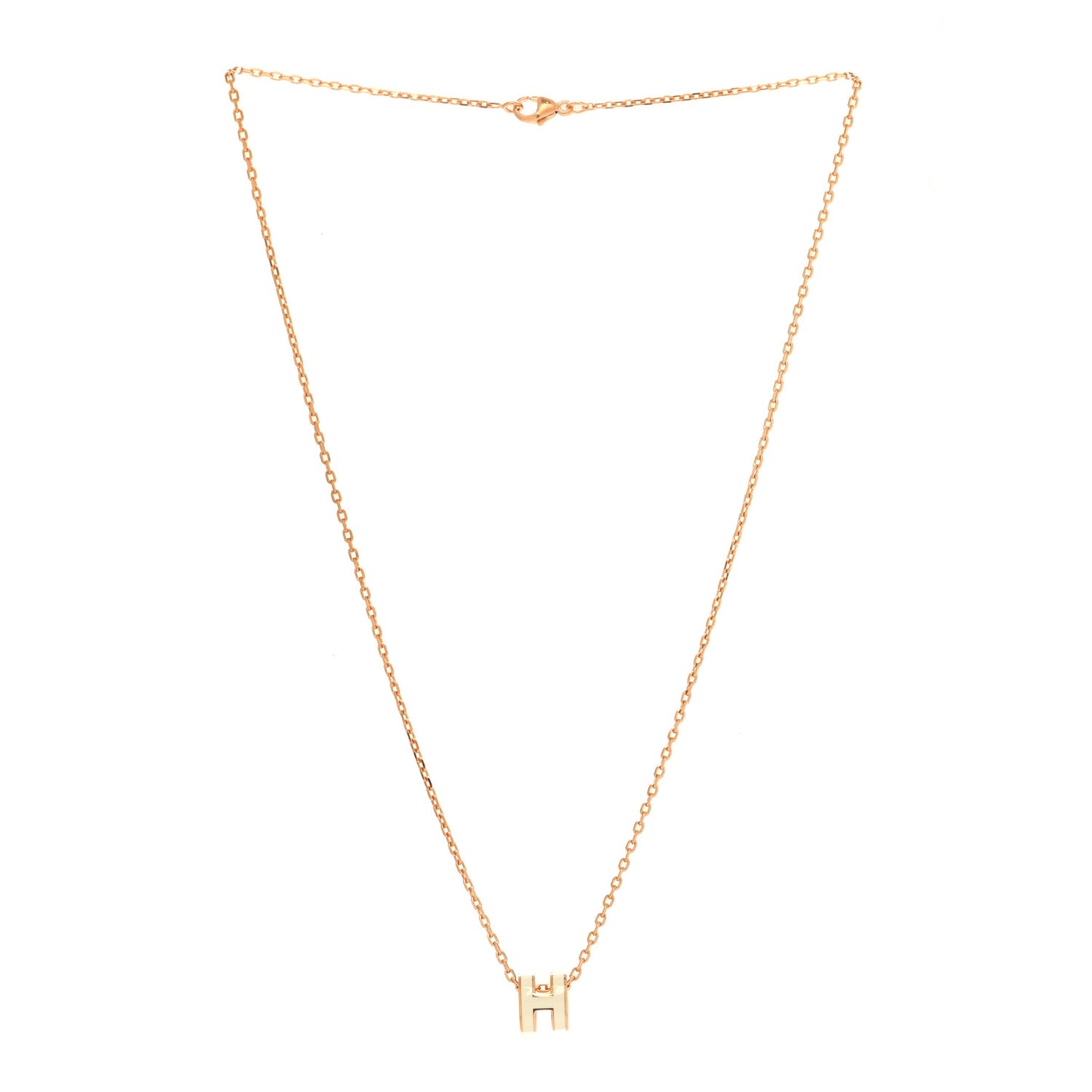 Lacquered Rose Gold Mini Pop H Pendant Necklace White