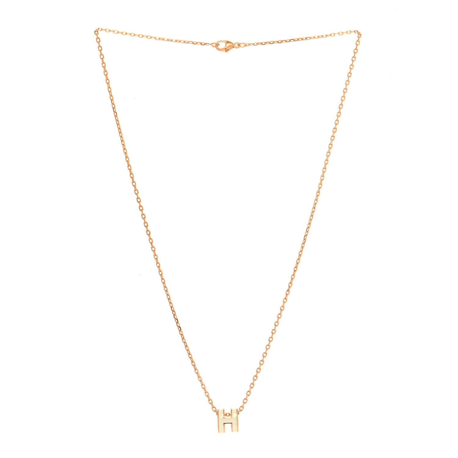 Hermes Lacquered Rose Gold Mini Pop H Pendant Necklace White 3 of 6