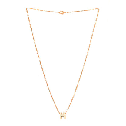 Hermes Lacquered Rose Gold Mini Pop H Pendant Necklace White 3 of 6