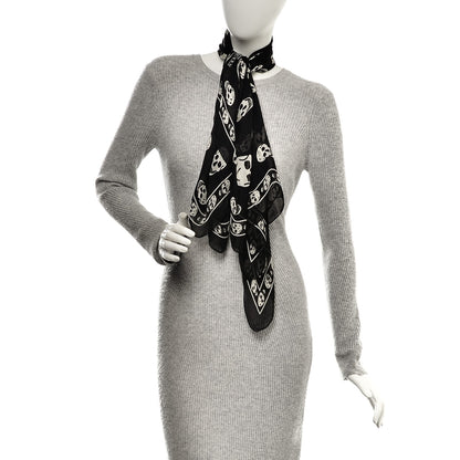 Alexander McQueen Silk Chiffon Skull Scarf Black Ivory 2 of 6