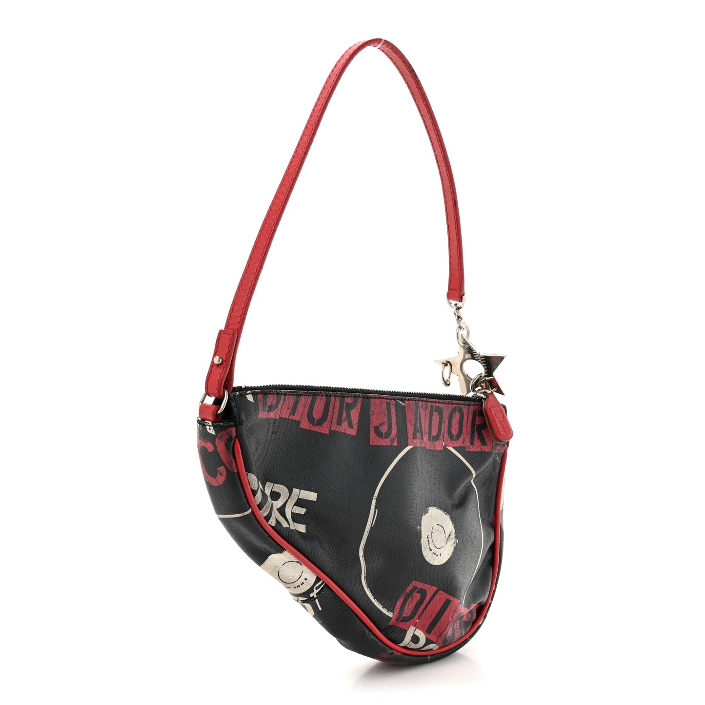 Coated Canvas Hardcore Mini Saddle Pochette Black Red