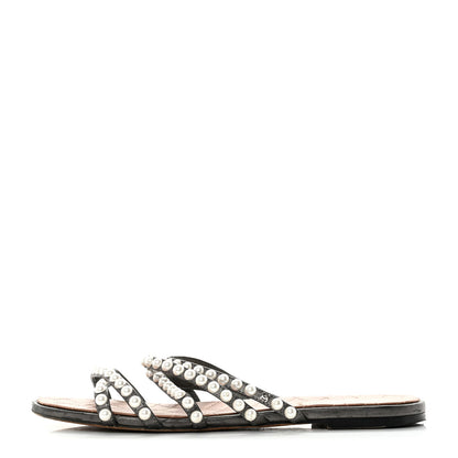 Chanel Lambskin Pearl Sandals 41 Black 1 of 7