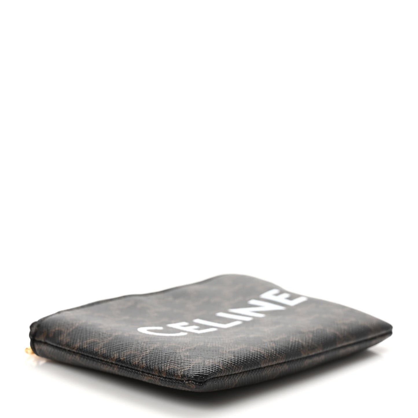 Triomphe Canvas Logo Coin and Card Pouch With Hook Black