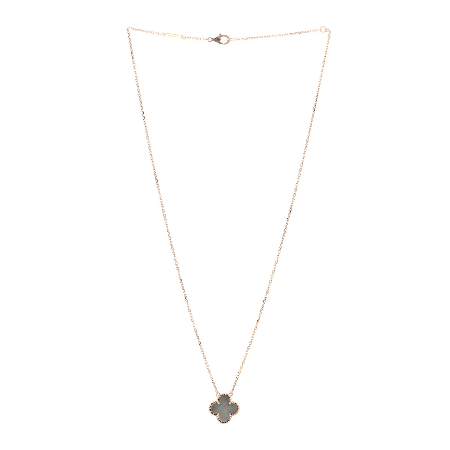 Van Cleef & Arpels 18K Rose Gold Gray Mother of Pearl Vintage Alhambra Pendant Necklace 2 of 4