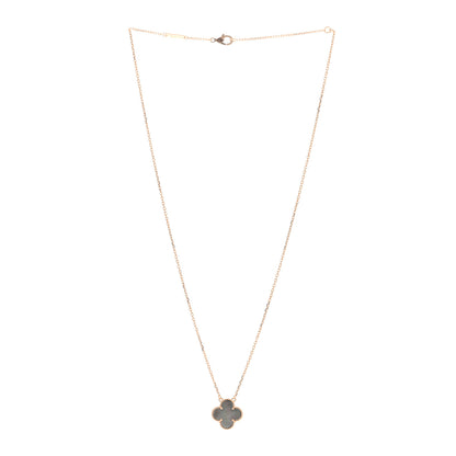 Van Cleef & Arpels 18K Rose Gold Gray Mother of Pearl Vintage Alhambra Pendant Necklace 2 of 4