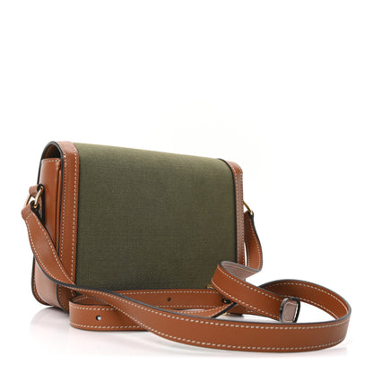 Celine Textile Natural Calfskin Classique Triomphe Khaki Tan 3 of 10