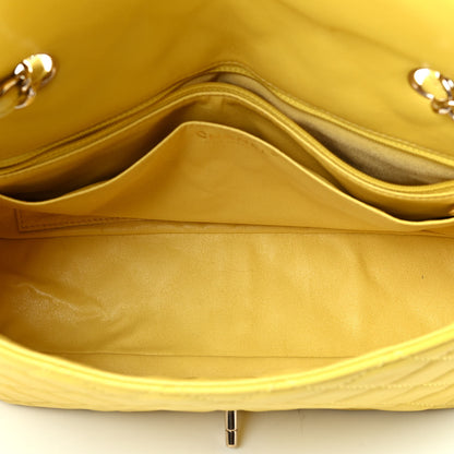 Chanel Lambskin Quilted Jumbo Single Flap Yellow 4 of 4