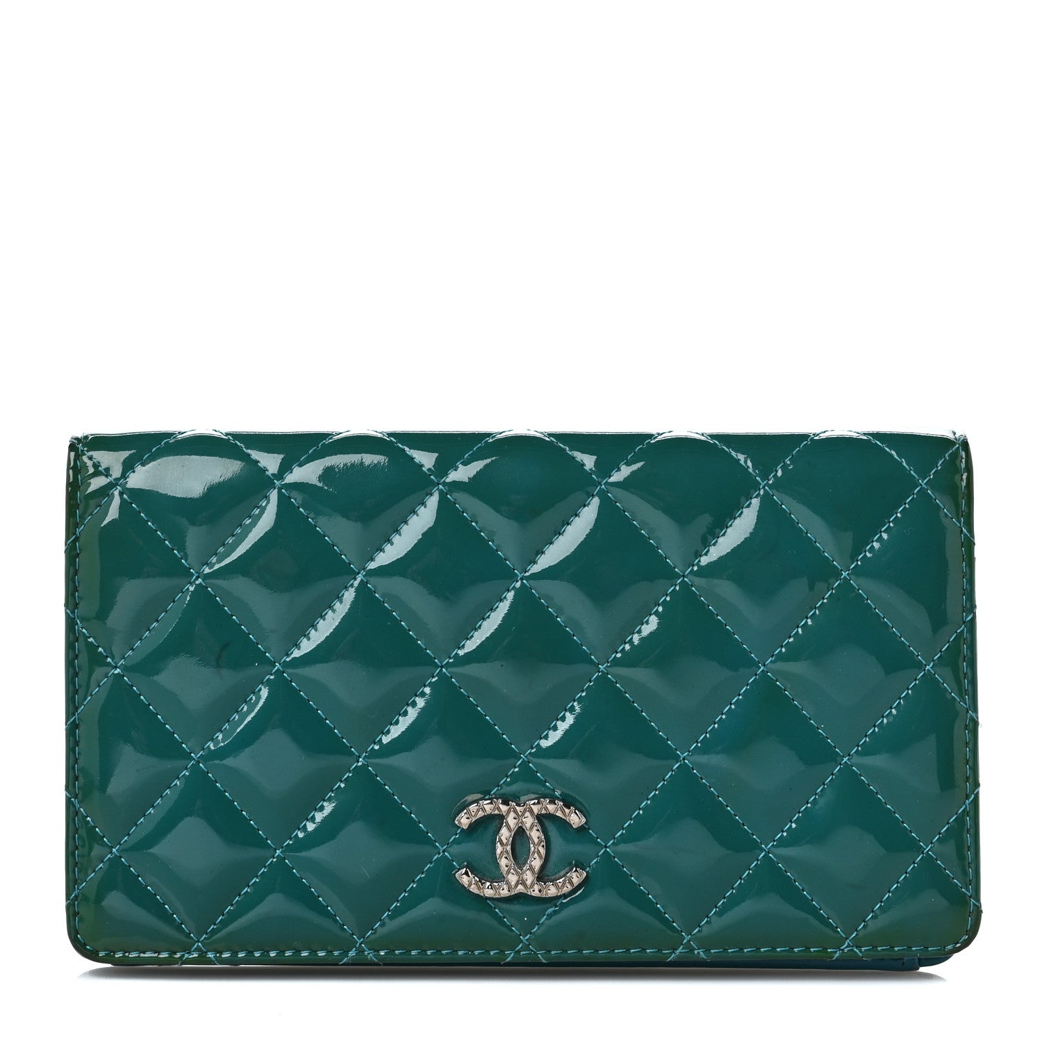 Chanel Patent Quilted Brilliant Yen Wallet Blue 1 of 10