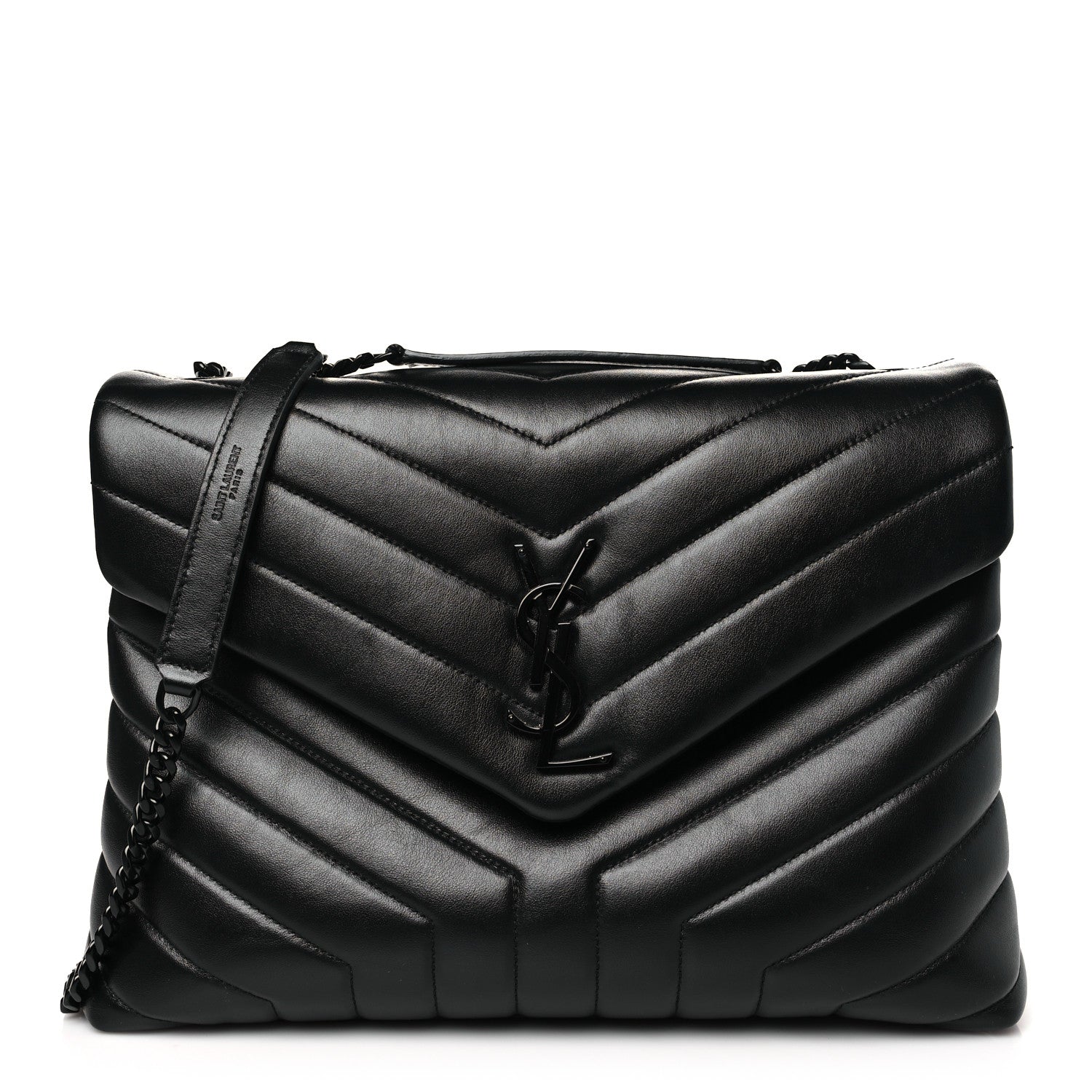 Saint Laurent Calfskin Y Quilted Monogram Monochrome Medium Loulou Chain Satchel Black 1 of 10