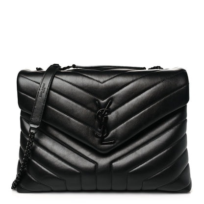 Saint Laurent Calfskin Y Quilted Monogram Monochrome Medium Loulou Chain Satchel Black 1 of 10