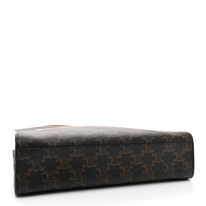 Celine Triomphe Canvas Calfskin Small Vertical Cabas Tan 3 of 10