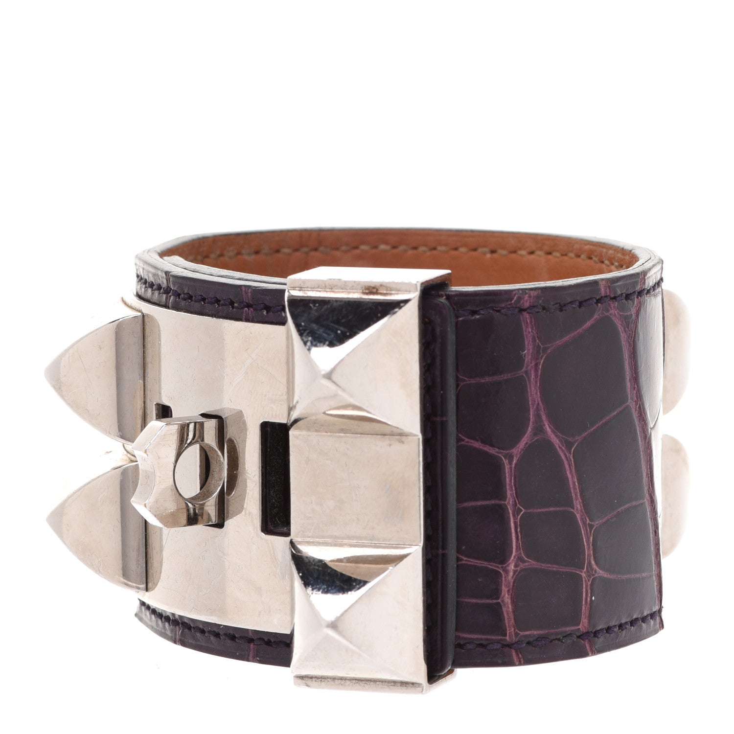 Hermes Matte Alligator Collier De Chien CDC Bracelet S Amethyst 3 of 11