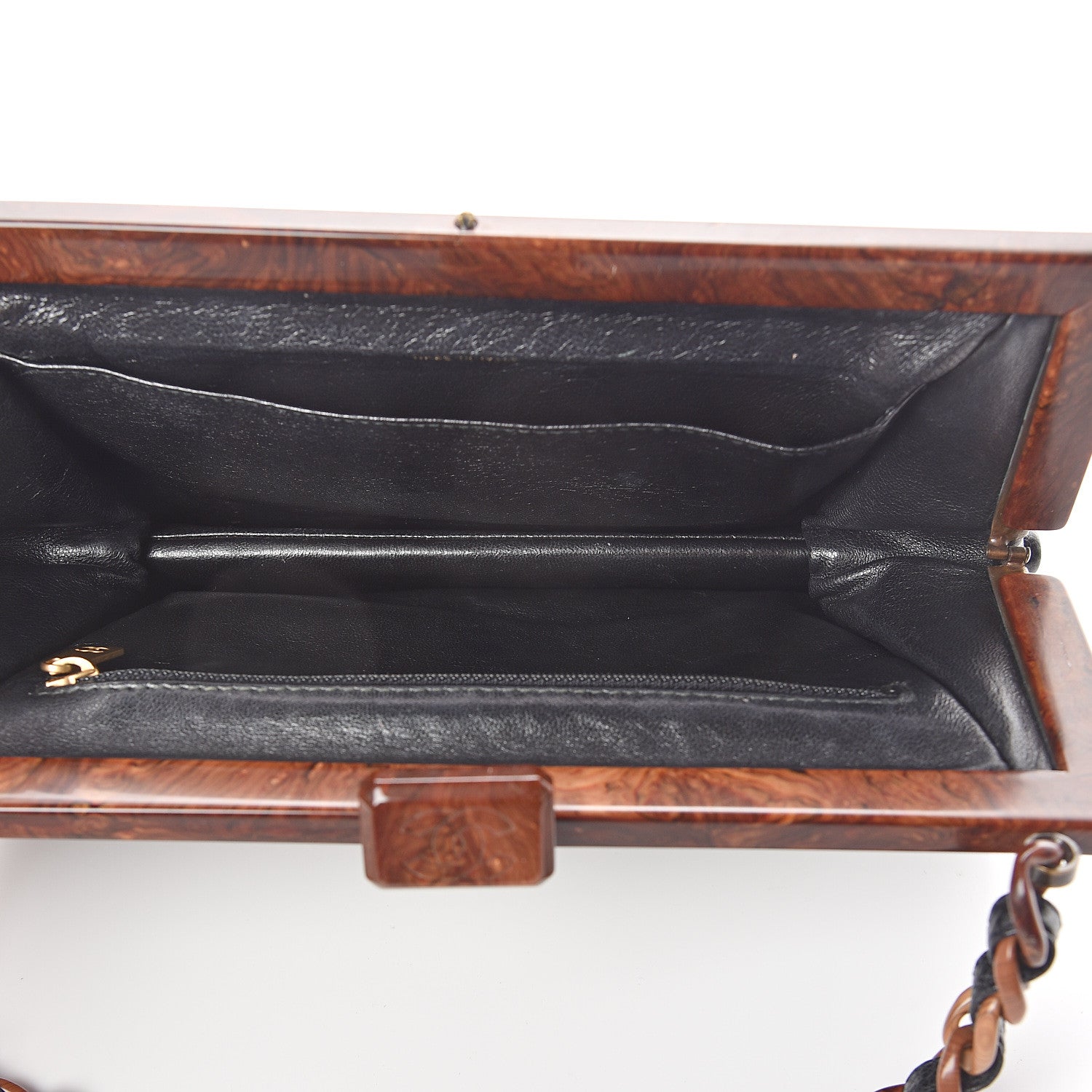 Chanel Caviar Quilted Wood Handle Clutch Black 4 of 9