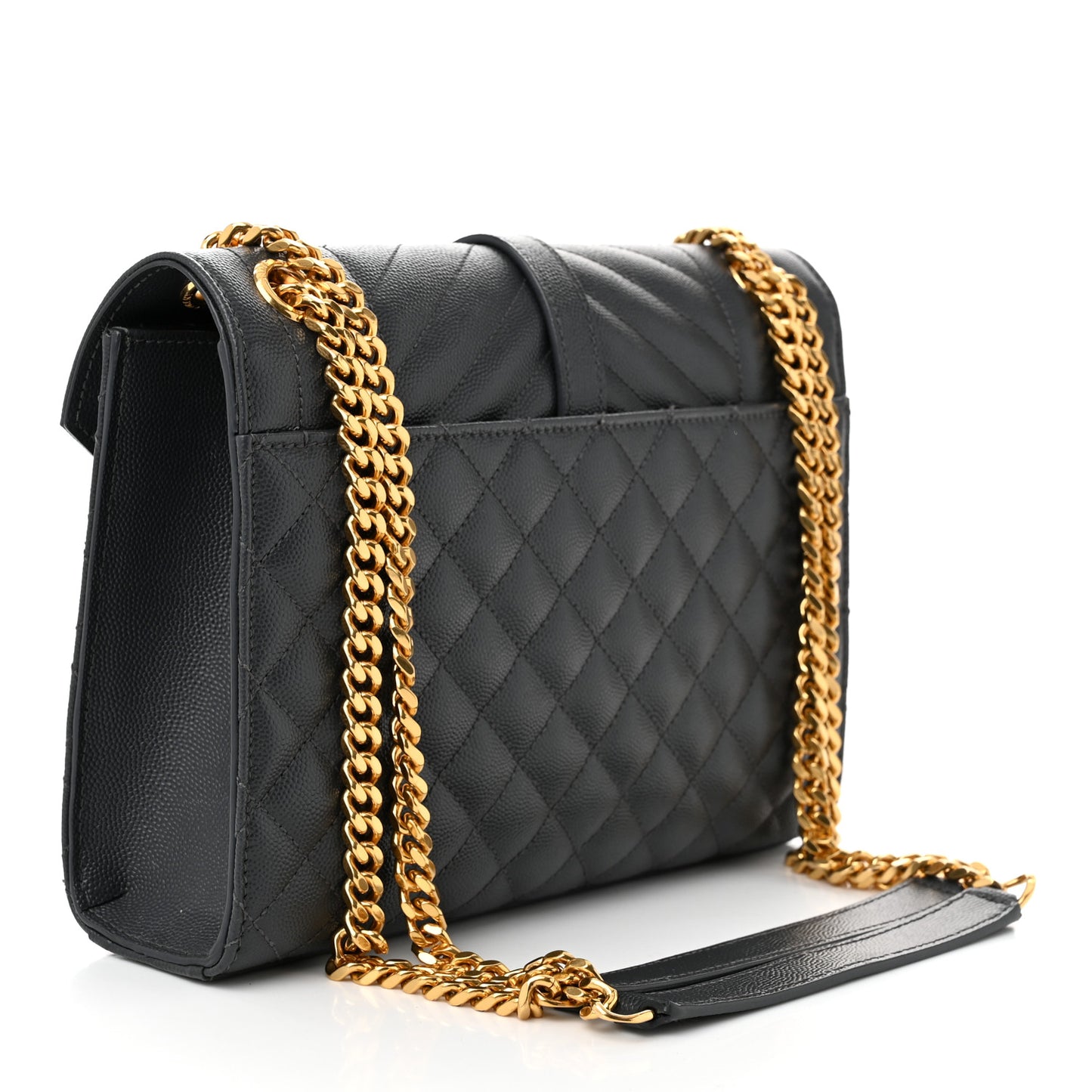 Grain De Poudre Textured Mixed Matelasse Triquilt Medium Monogram Satchel Dark Smog