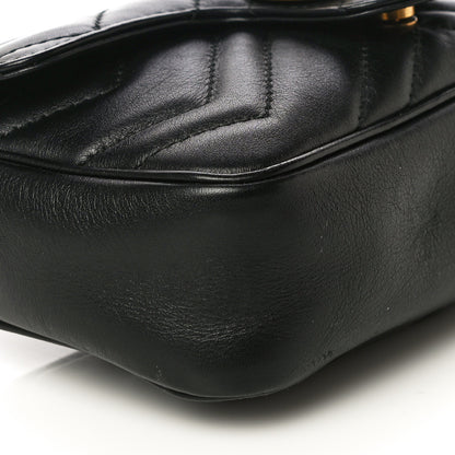 Gucci Calfskin Matelasse Super Mini GG Marmont Shoulder Bag Black 9 of 11