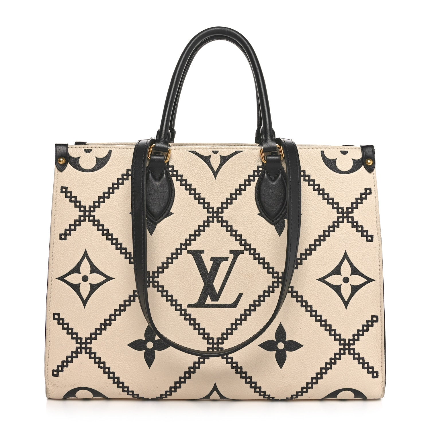Louis Vuitton Empreinte Monogram Giant Broderies Onthego MM Cream Black 1 of 9