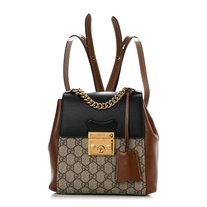 Gucci GG Supreme Monogram Calfskin Padlock Backpack Beige Cuir Black 1 of 10