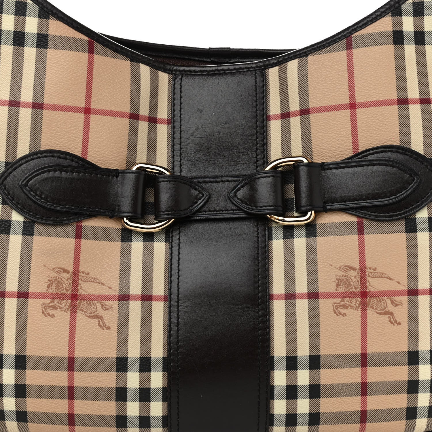 Burberry Haymarket Check Buckle Shoulder Bag Dark Brown 9 of 16