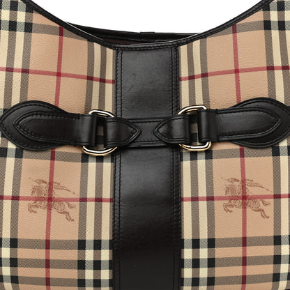 Burberry Haymarket Check Buckle Shoulder Bag Dark Brown 9 of 16