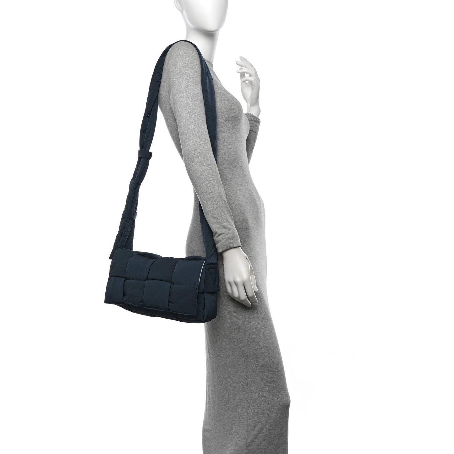 Nylon Intrecciato Padded Tech Cassette Bag Deep Blue Pale Blue