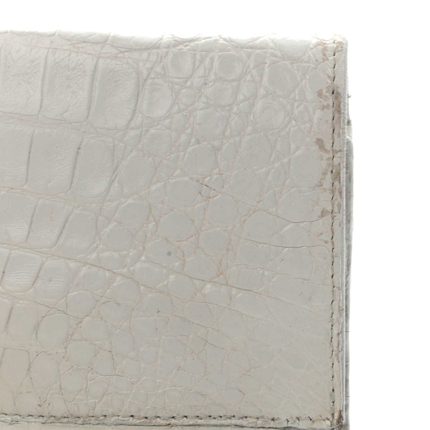 Crocodile Foldover Clutch White