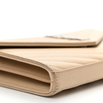 Saint Laurent Grain De Poudre Matelasse Chevron Monogram Chain Wallet Nude Powder 9 of 12