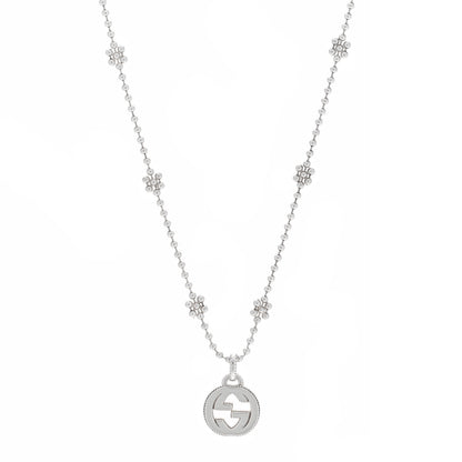 Gucci Sterling Silver Interlocking G Beaded Cluster Pendant Necklace 1 of 6