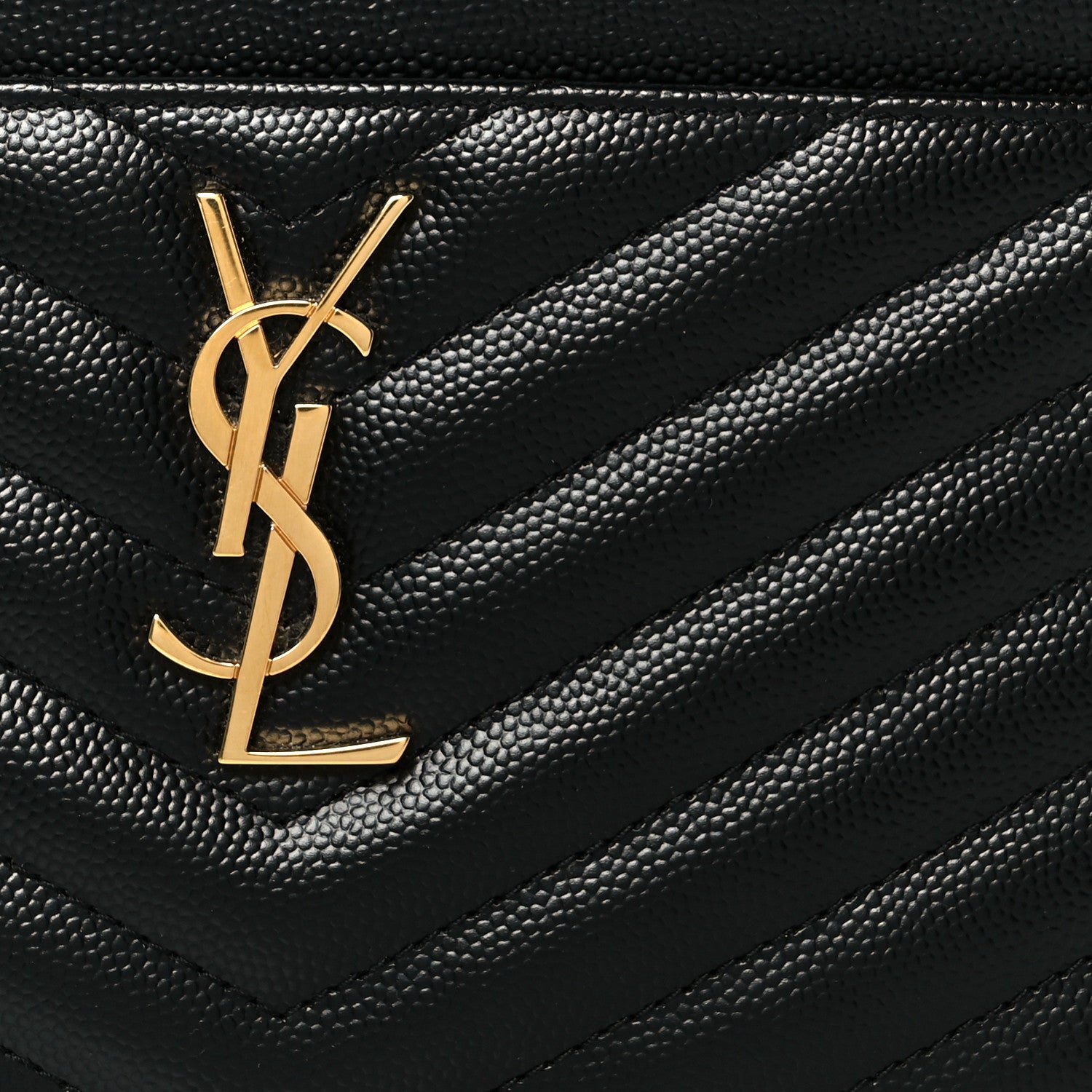 Saint Laurent Grain De Poudre Chevron Monogram Bill Pouch Black 8 of 9