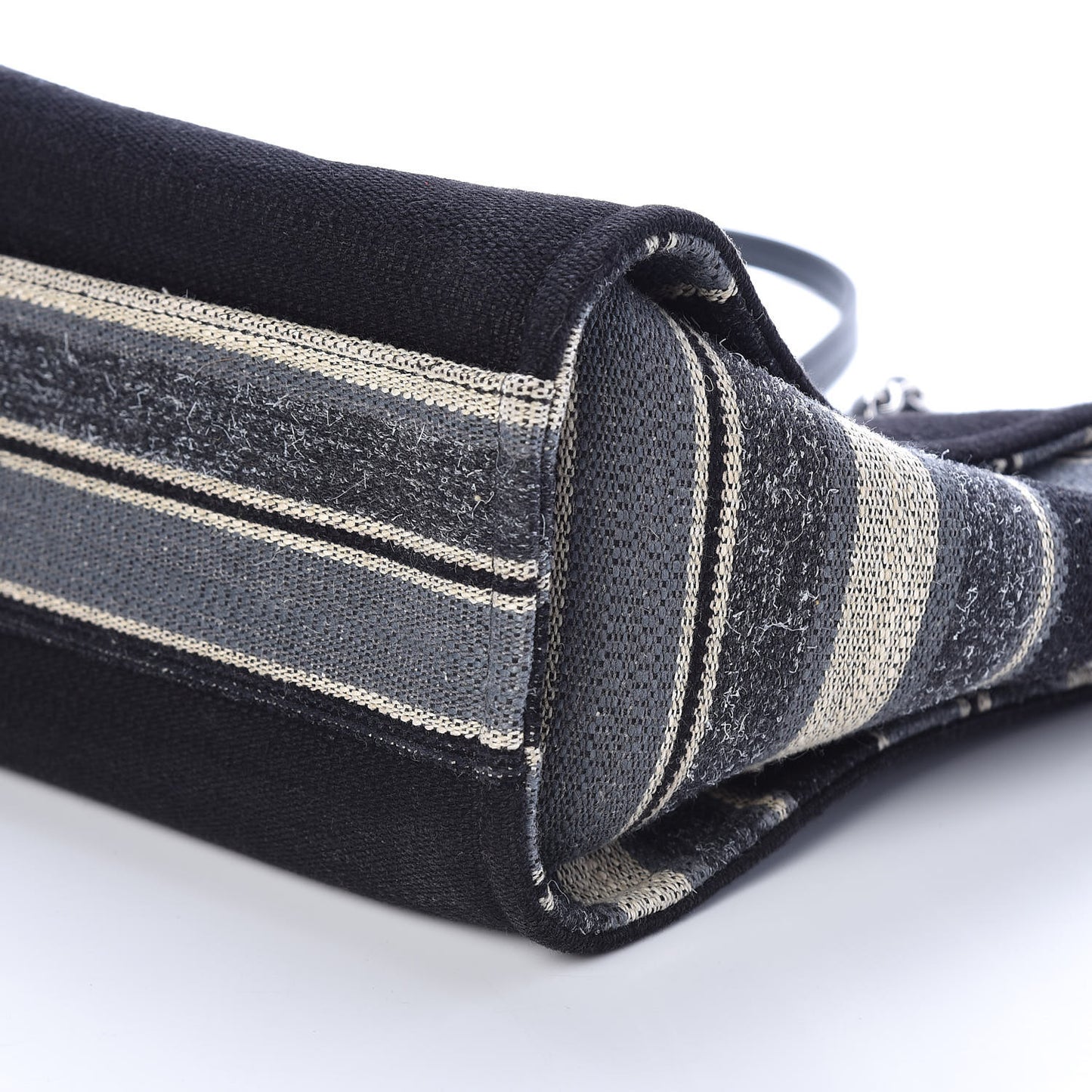 Striped Canvas Small Deauville Tote Grey Black