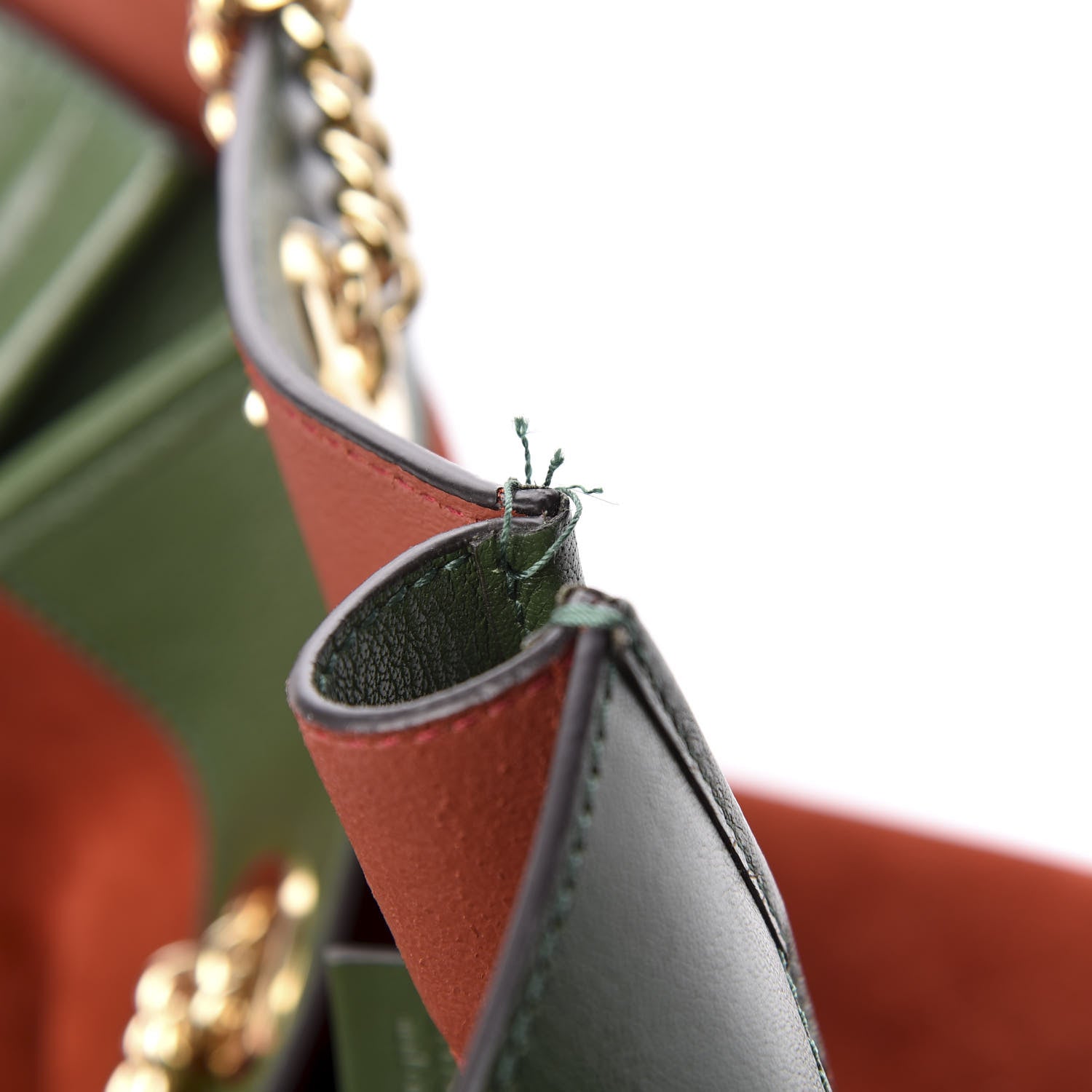 Gucci Suede Calfskin Large Rajah Chain Tote Brown Green 9 of 12