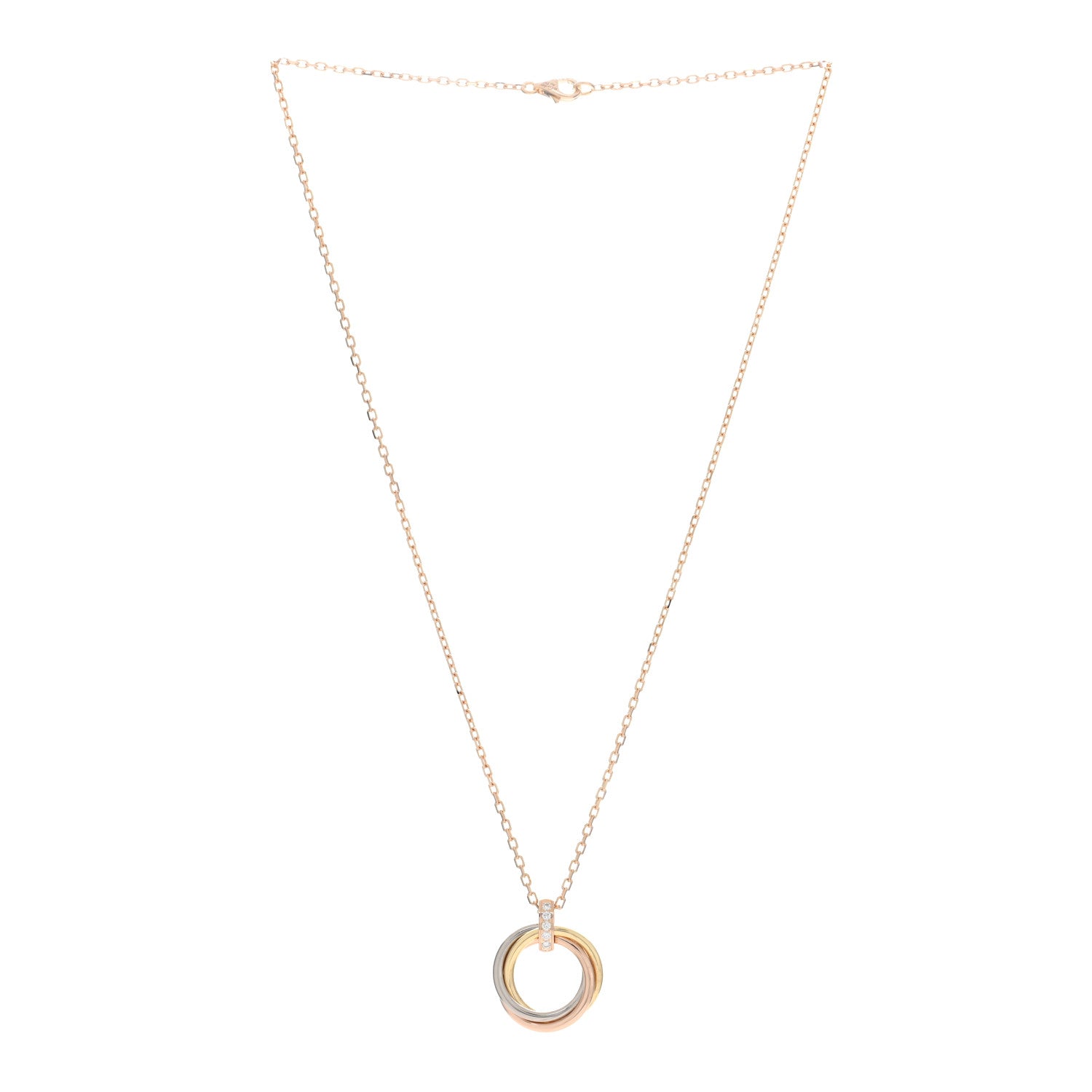 Cartier 18K Pink White Yellow Gold Diamond Trinity Pendant Necklace 2 of 4