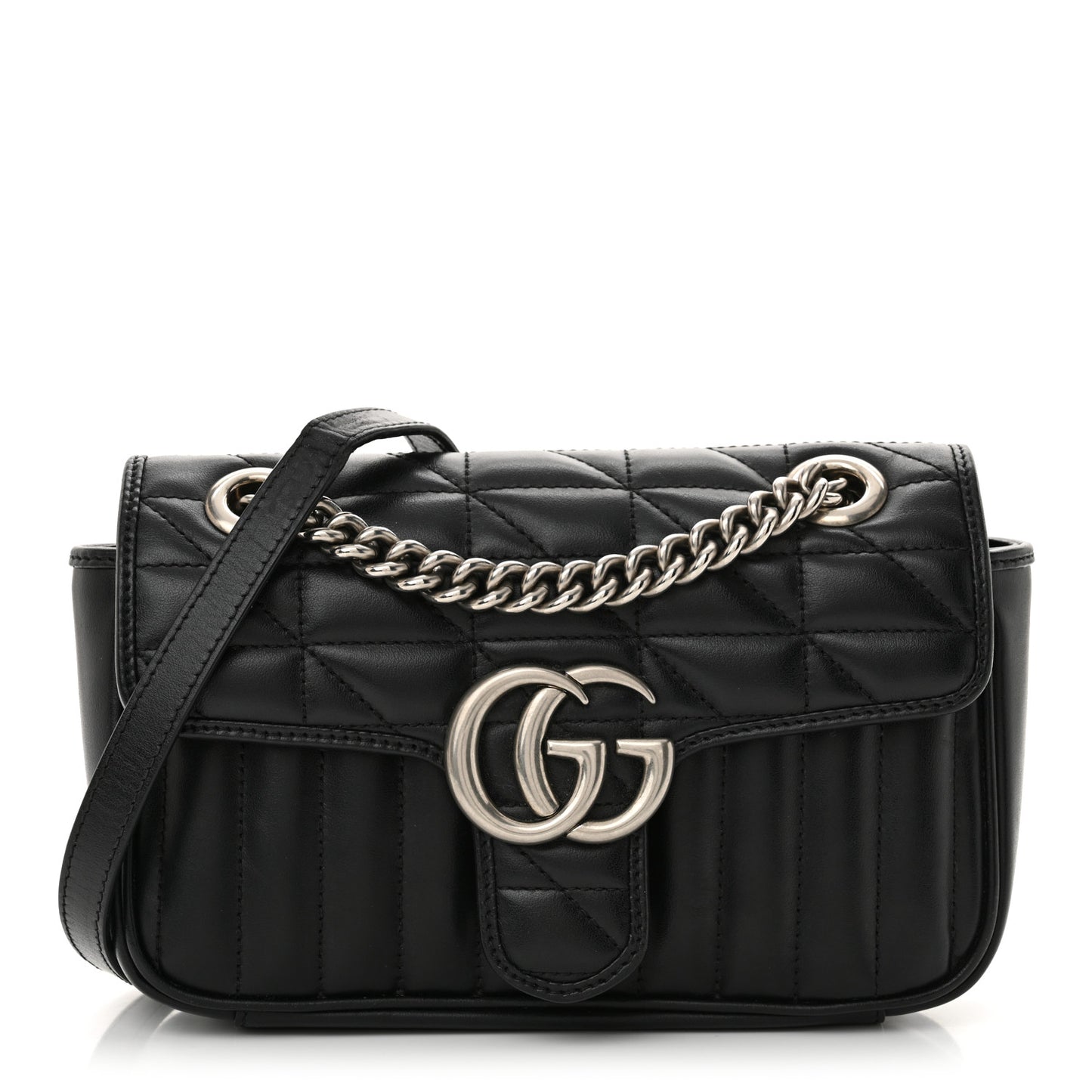 Calfskin Matelasse Aria Mini GG Marmont Shoulder Bag Black
