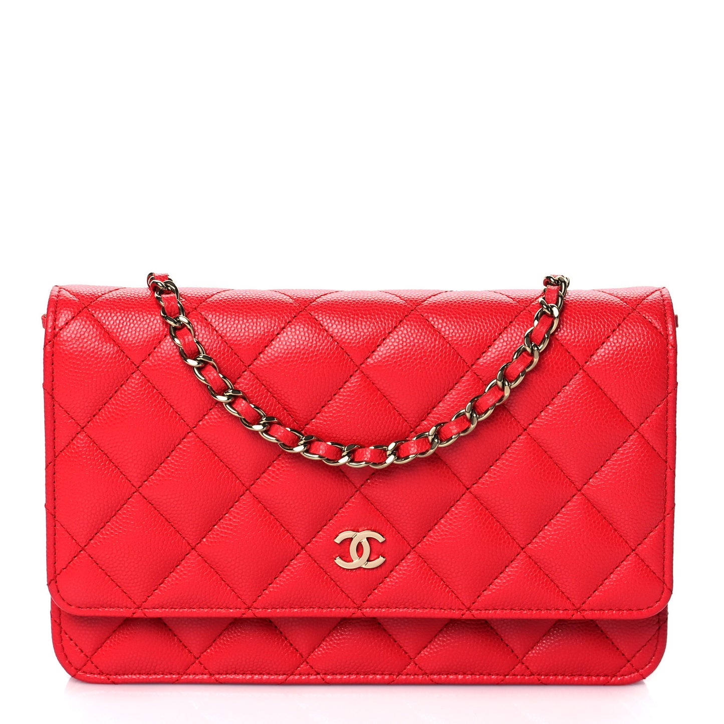Caviar Quilted Wallet On Chain WOC Red
