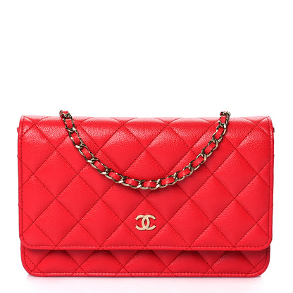 Chanel Caviar Quilted Wallet On Chain WOC Red 1 of 11