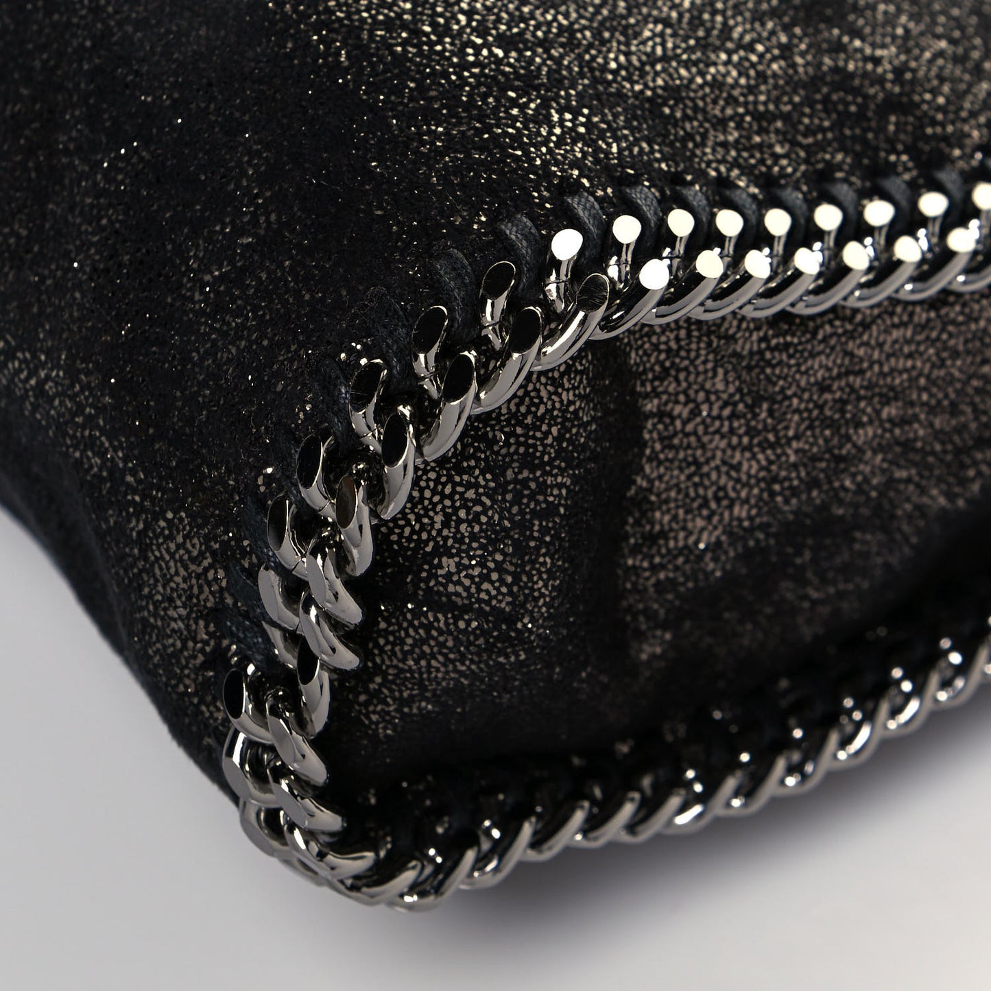 Metallic Shaggy Deer Falabella Fold Over Tote Black