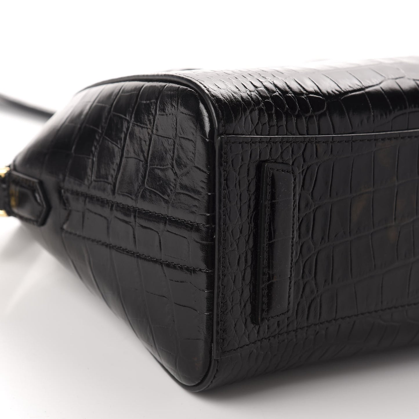 Calfskin Crocodile Embossed Mini Antigona Black