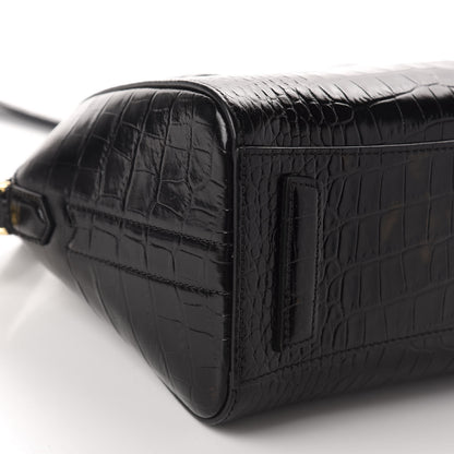 Givenchy Calfskin Crocodile Embossed Mini Antigona Black 6 of 10