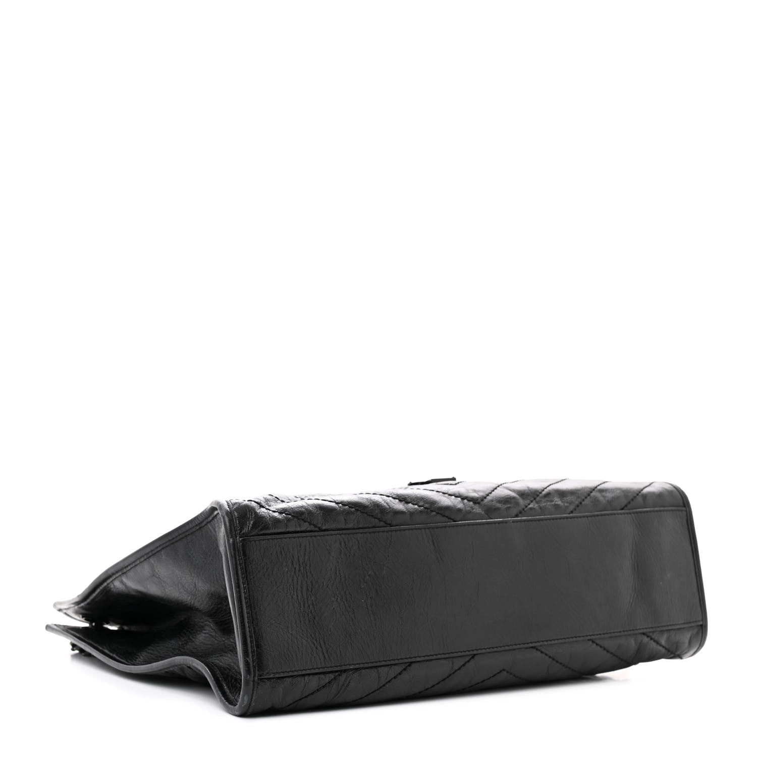 Saint Laurent Crinkled Calfskin Matelasse Monogram Large Niki Shopper Tote Black 4 of 17