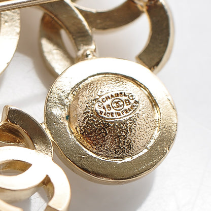 Chanel Pearl Crystal CC Brooch Light Gold 4 of 4