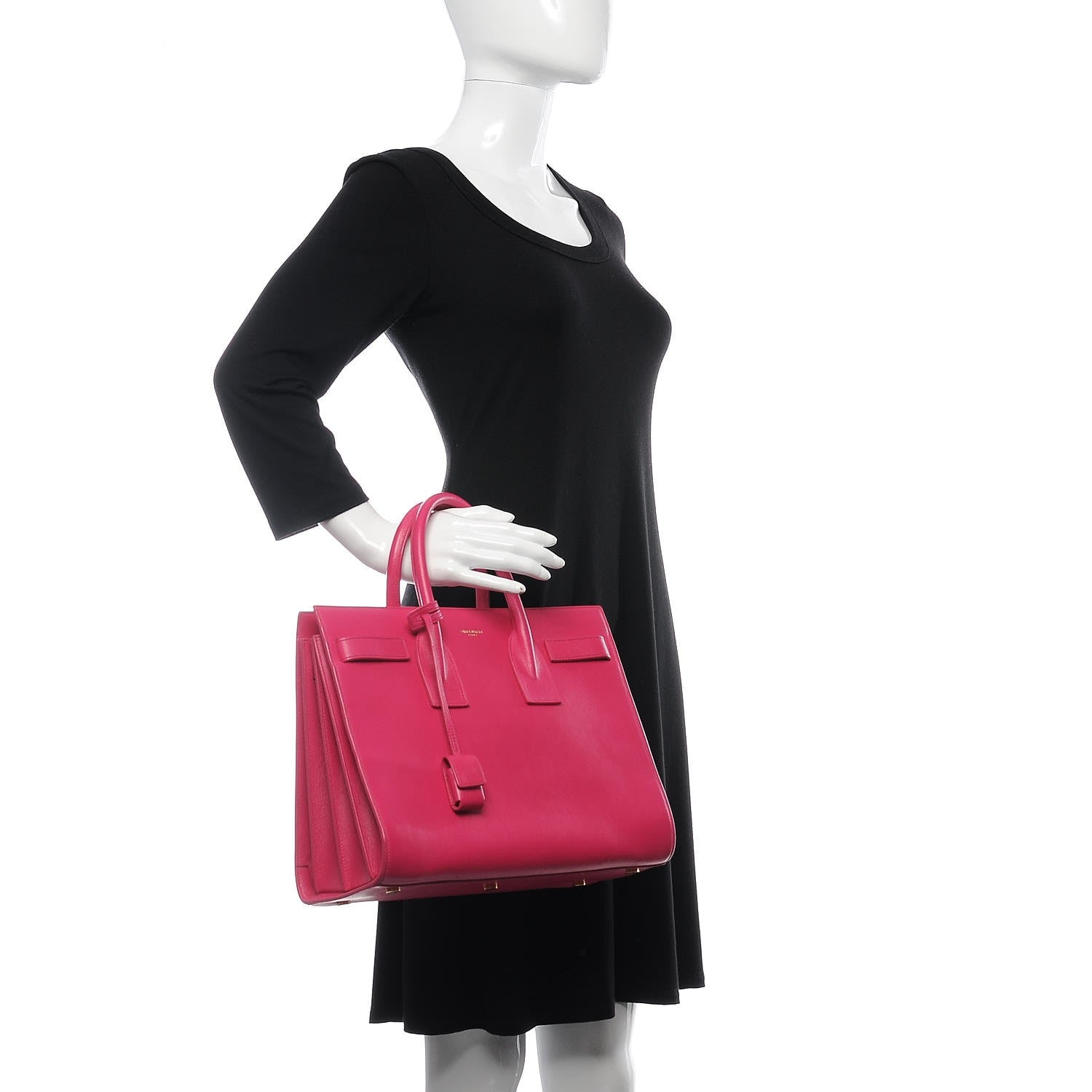 Saint Laurent Calfskin Small Sac De Jour Lipstick Fuchsia 2 of 14