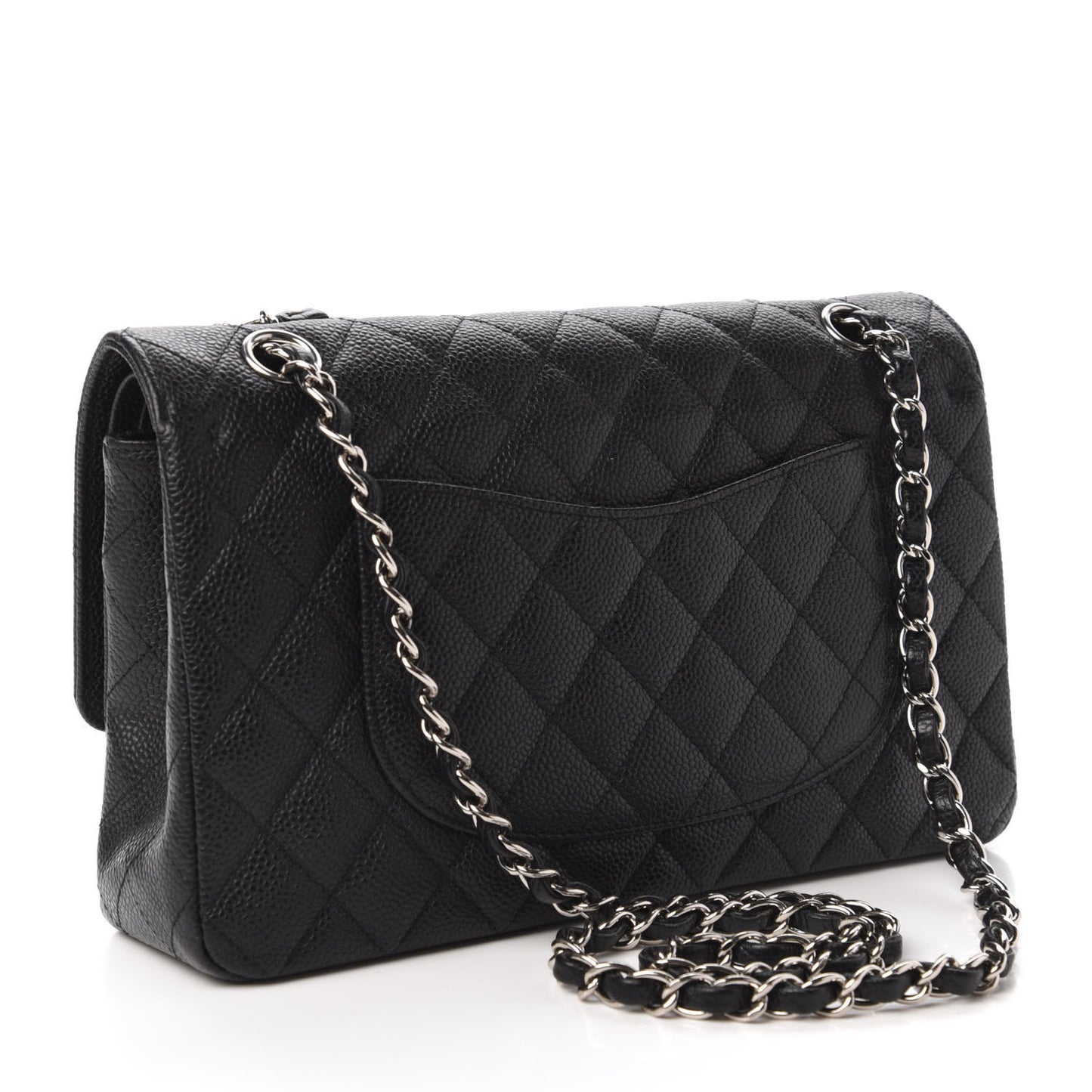 Caviar Quilted Medium Double Flap Black