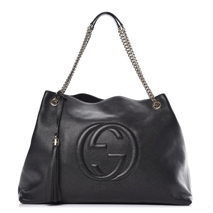 Gucci Pebbled Calfskin Large Soho Chain Shoulder Bag Black 1 of 10