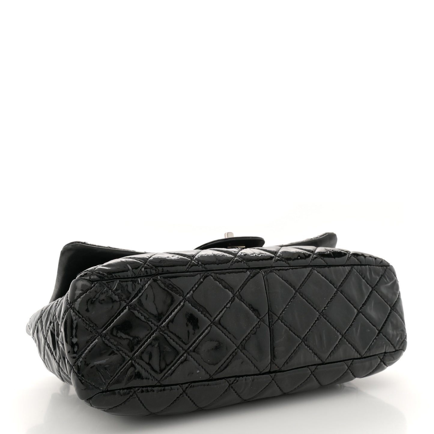 Patent Quilted Jumbo Single Flap Black