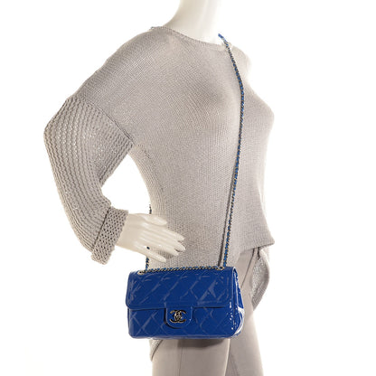 Chanel Patent Quilted Small Coco Shine Flap Blue 2 of 9