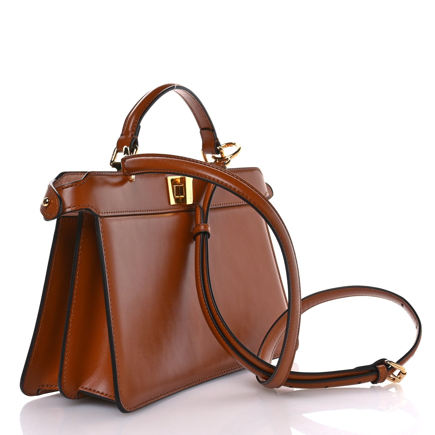 Fendi Vitello King Luxor Shiny Nappa Medium Peekaboo I SEE U East West Satchel Brandy Light Rose 3 of 11